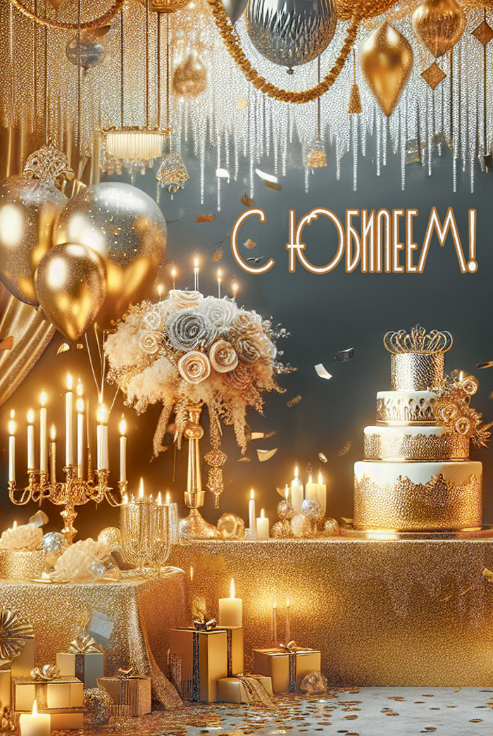 

5.0001240 Открытка А5 С Юбилеем! (уни) С текстом Блестки